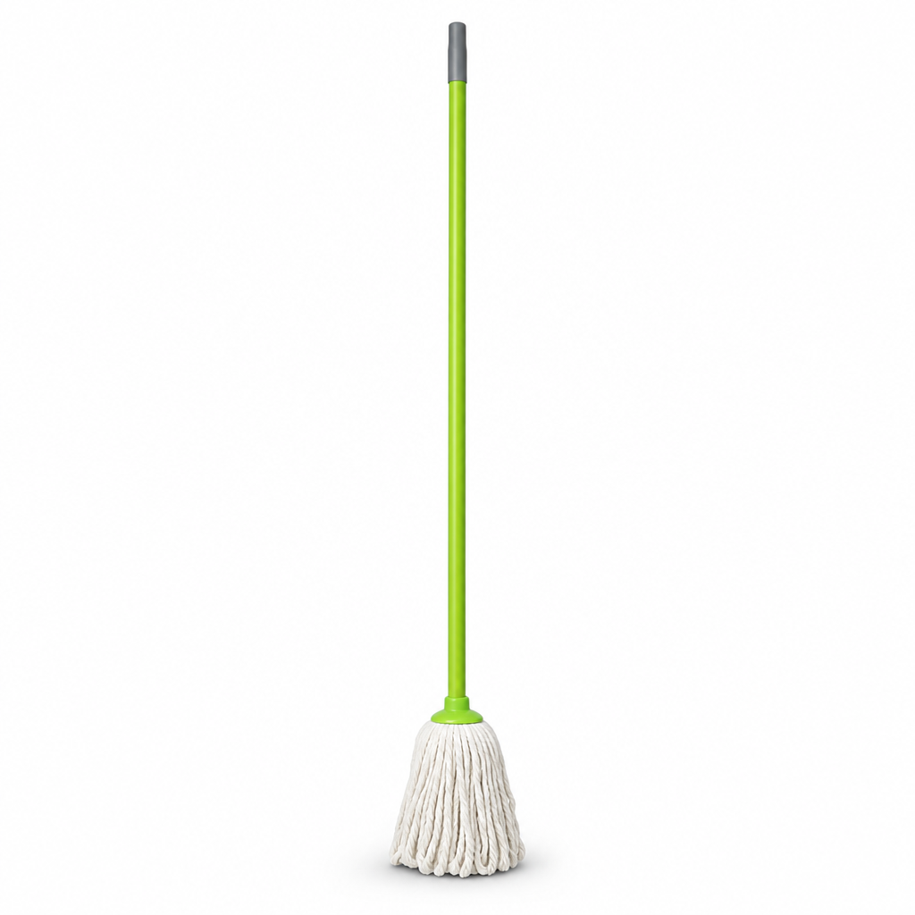 96 Pieces Cotton Mop with Painted Iron Handle, 120 cm, 200 g Mop Head, Green