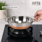 72 Pieces Stainless Steel Deep Frying Kadai with Copper Bottom, 23 cm