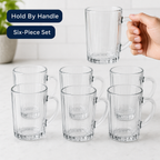 96 Pieces Clear Glass Mugs with Handles, 6-Piece Drinkwares Set
