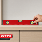 96 Pieces 40 cm Red Aluminum Spirit Level with 3 Vials and Integrated Measuring Scale