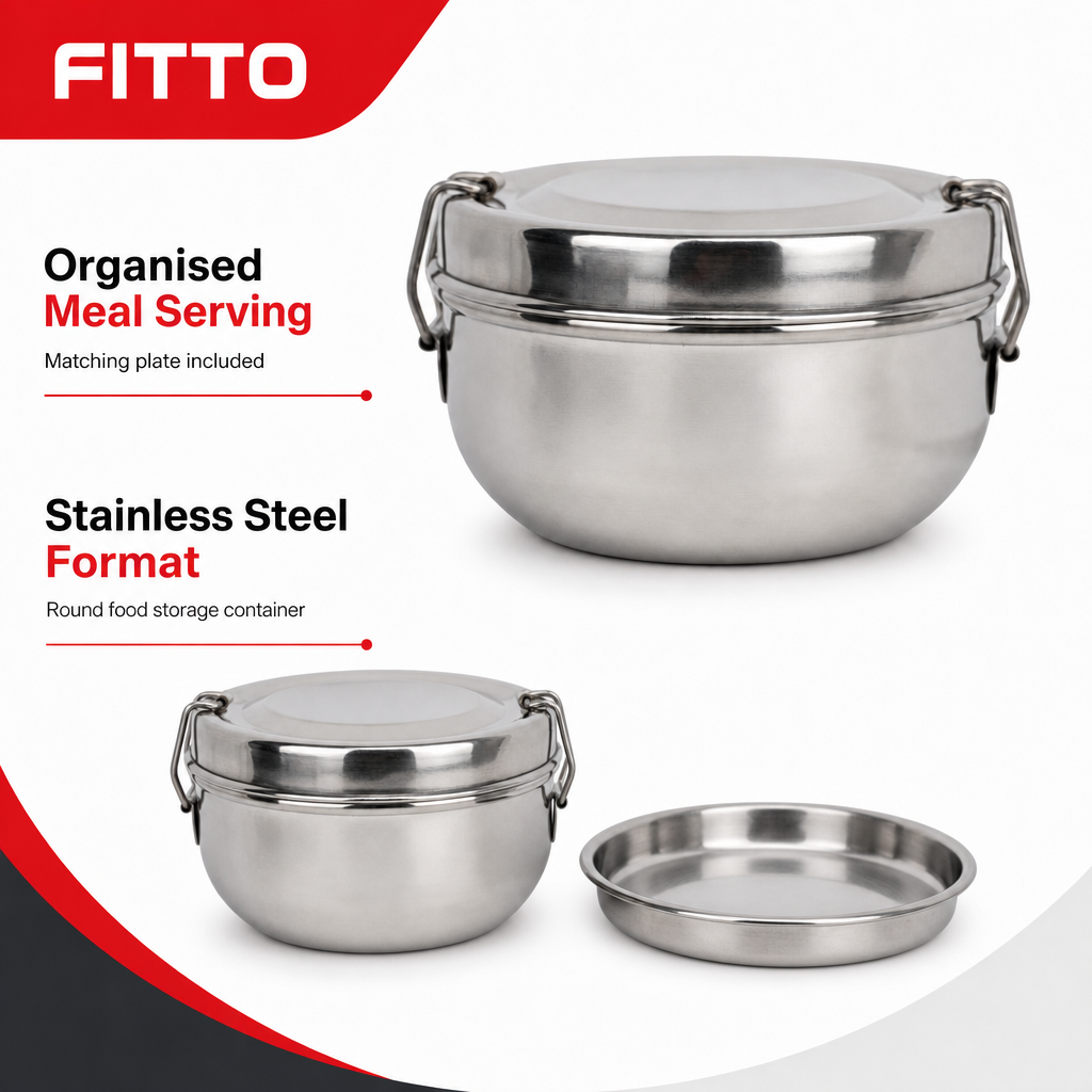 72 Pieces Stainless Steel Lunch Box With Plate, Round 12.7 cm Food Storage Containers