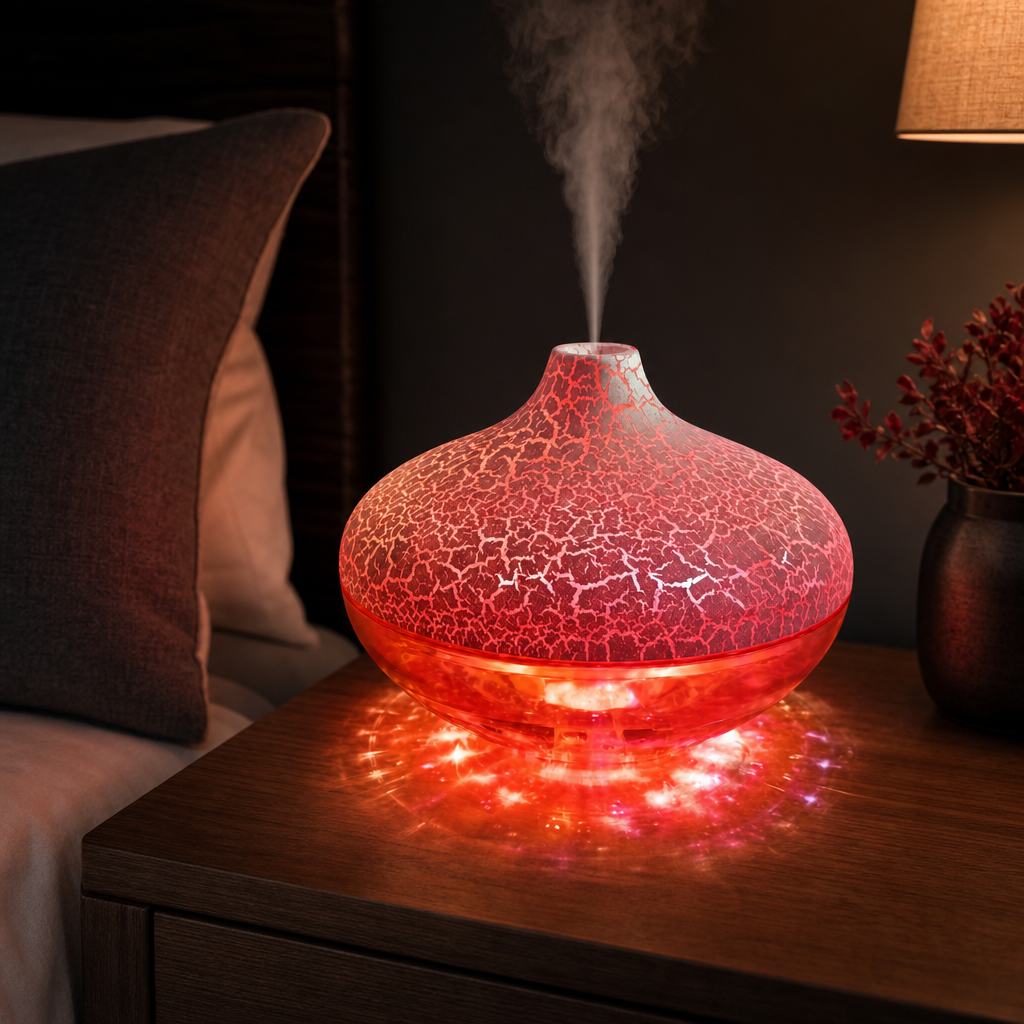72 Pieces Red and White Crackle-Effect RGB Aroma Diffuser and Humidifier, 1 Unit