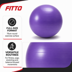 72 Pieces Exercise Ball for Fitness, Yoga and Core Workouts, Round Purple Stability Ball, 75cm
