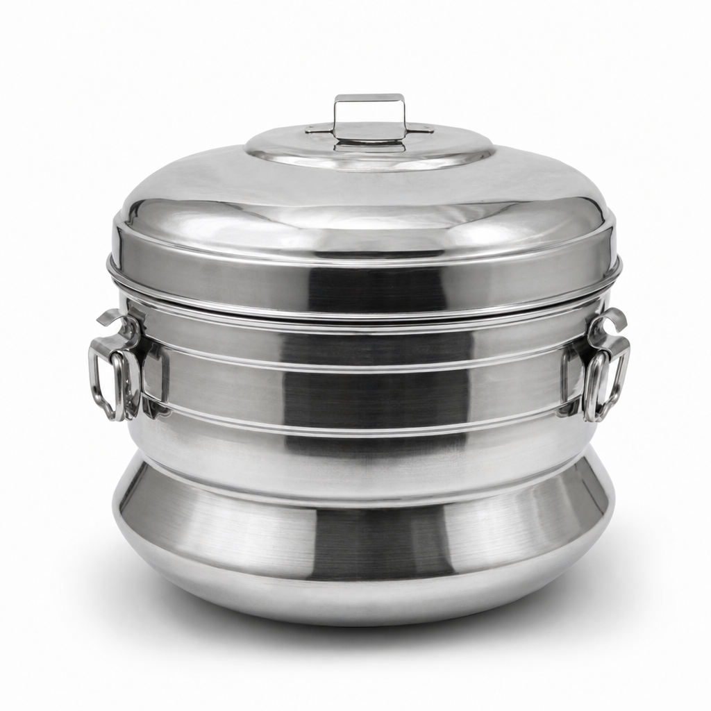 48 Pieces Stainless Steel Multi-Tier Idli Steamer Pot with Domed Lid, 18-Idli Capacity