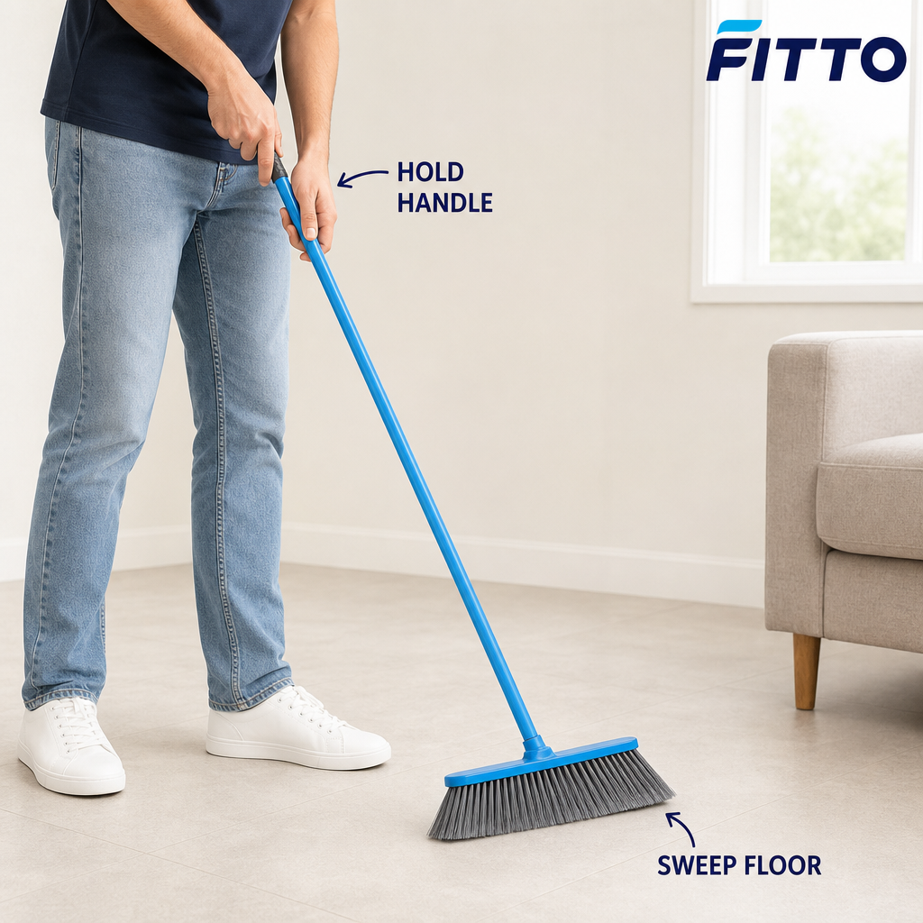 96 Pieces Indoor Broom with Iron Handle, 120 cm Long, 24 cm Cleaning Head, Assorted Colour