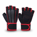 96 Pieces Gym Gloveses with Wrist Support, Fingerless Design for Weight Lifting and Fitness, Black and Red