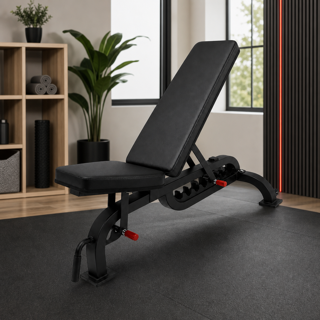 48 Pieces Adjustable Gym Benches with Heavy-Duty Steel Frame, Multi-Angle Backrest and Seat, Black, 129 x 49.5 x 21 cm