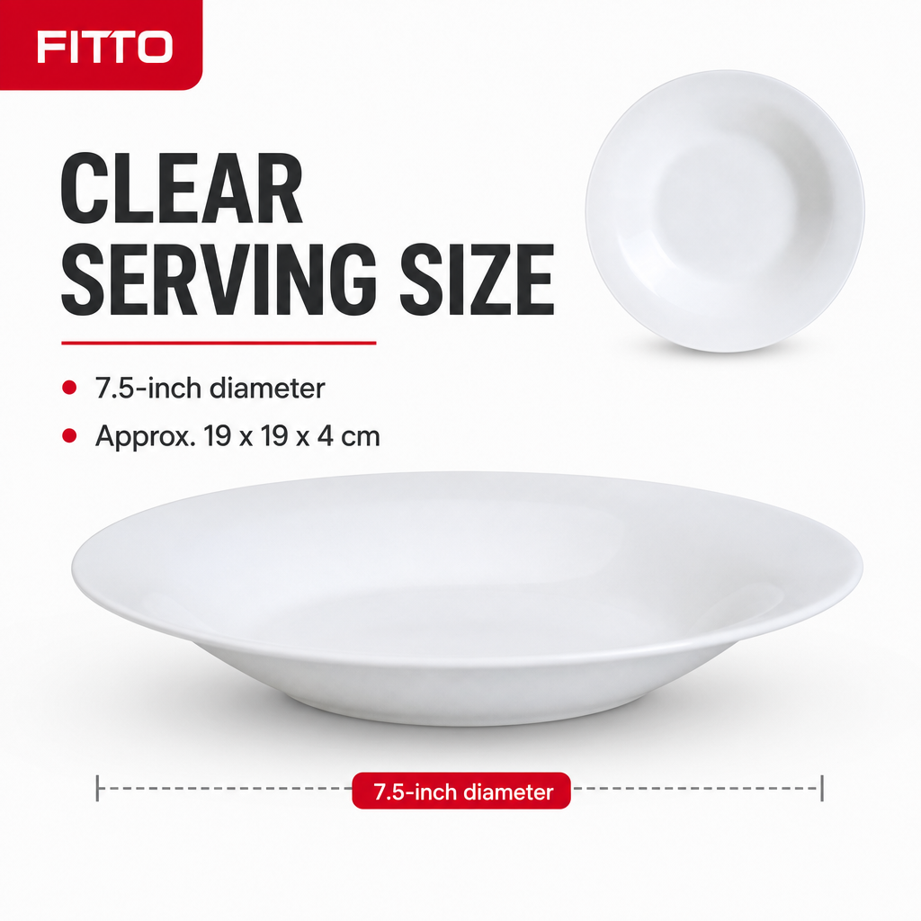 120 Pieces Soup Plate, White, 7.5 Inch, Round Shallow Bowl for Soups, Pasta and Everyday Table Serving
