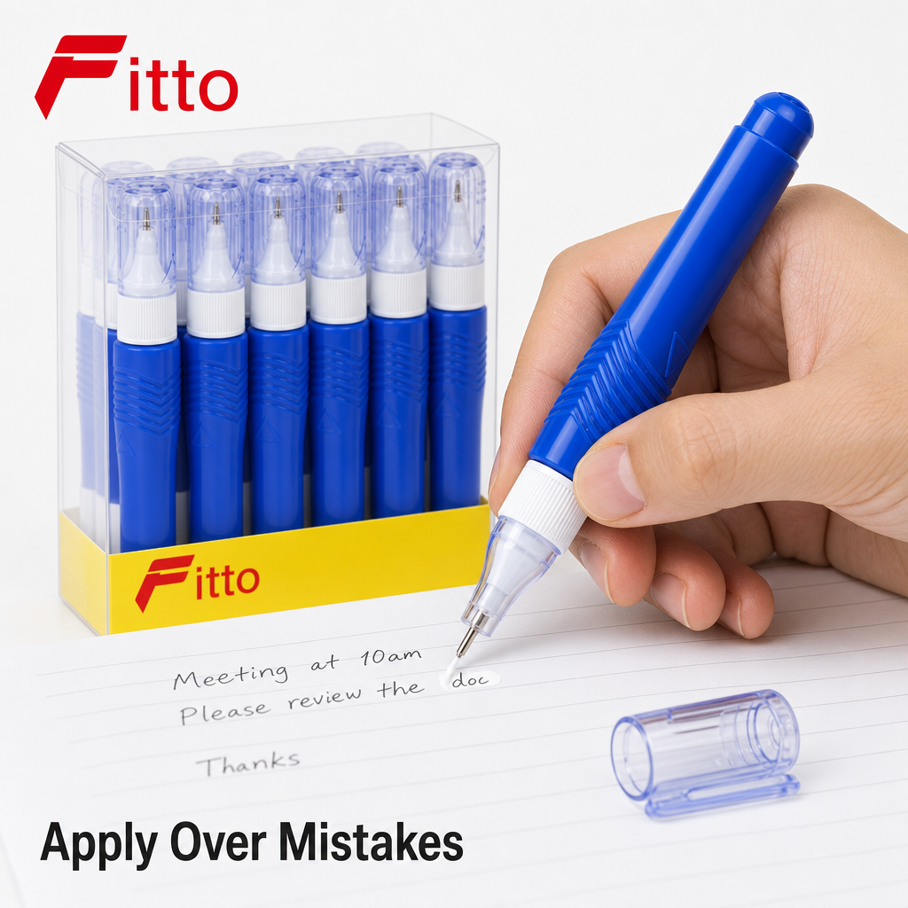 96 Pieces Correction Fluid Pens, 7ml Each, Metal Tip, Blue, 12-Pack