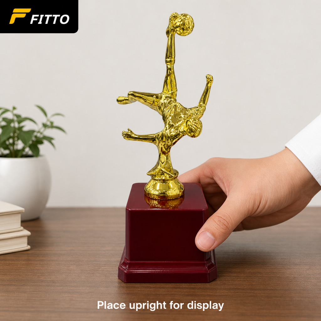 96 Pieces Football Player Trophy, Gold-Tone Figure on Burgundy Base, 19 cm