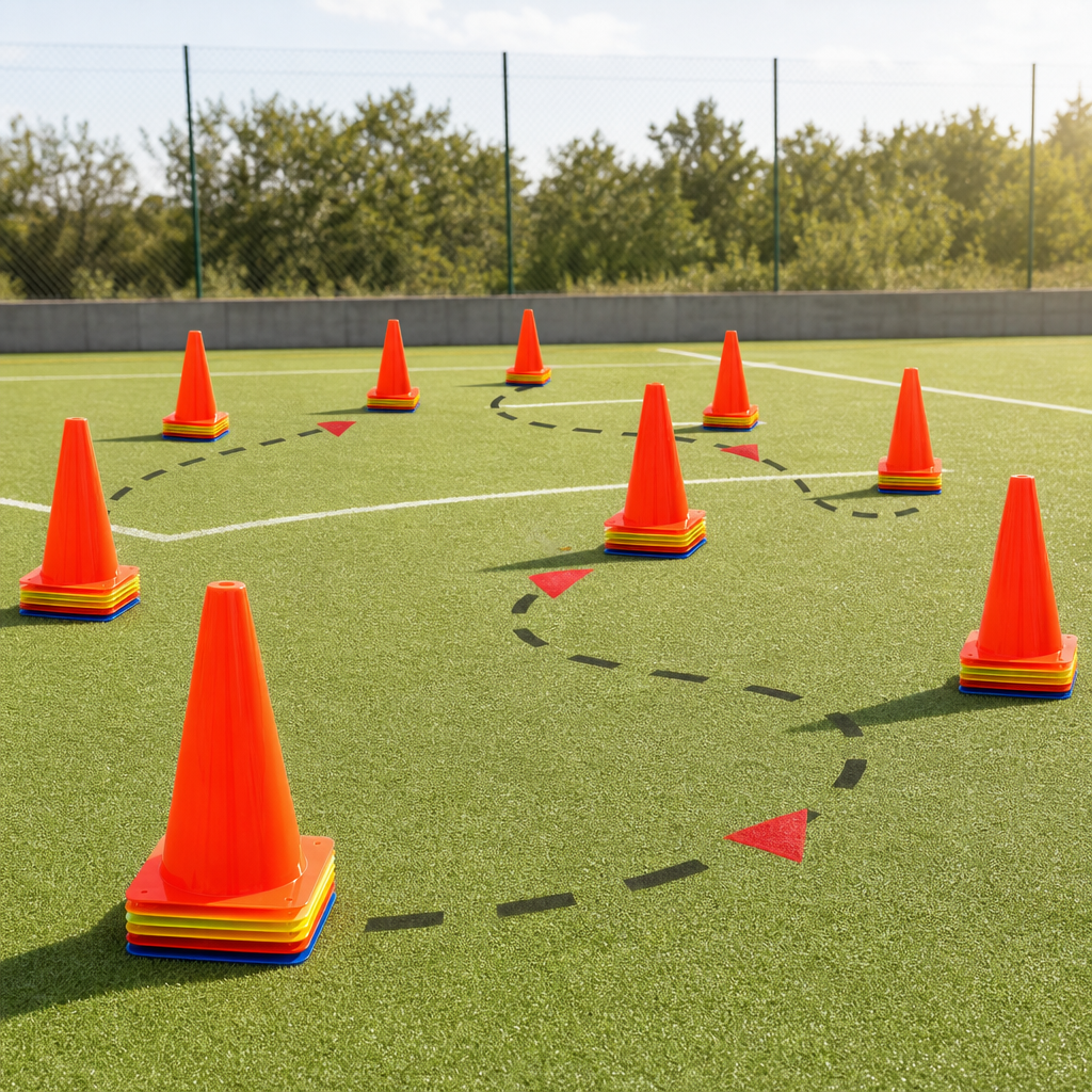 96 Pieces Plastic Training Cones, 32 cm, Multicolor, 10-Piece Pack for Sports Practice and Field Marking