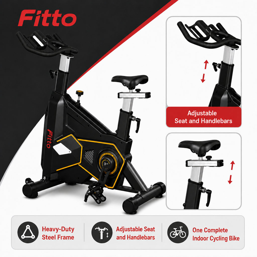 48 Pieces Indoor Cycling Bikes With Heavy-Duty Steel Frame, Adjustable Seat and Handlebars, Black