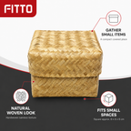 96 Pieces Handwoven Bamboo Square Storage Box with Lid, Natural Finish, 3 x 3 Inch