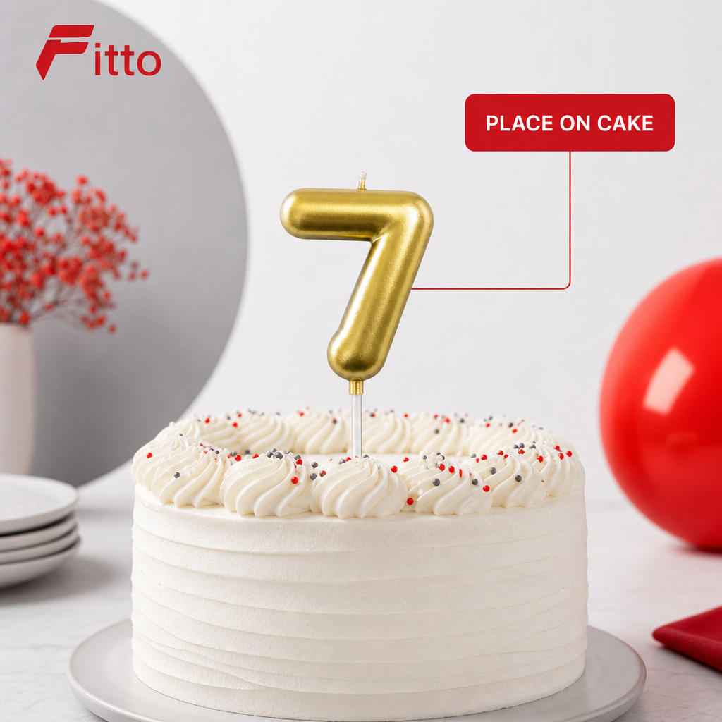 144 Pieces Gold Number 7 Happy Birthday Cake Candle, 9 cm Single Candle for Birthday Cake Decoration