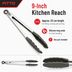 96 Pieces Silicone Food Tongs, 9 Inch, Dark Gray Kitchen Serving Utensil