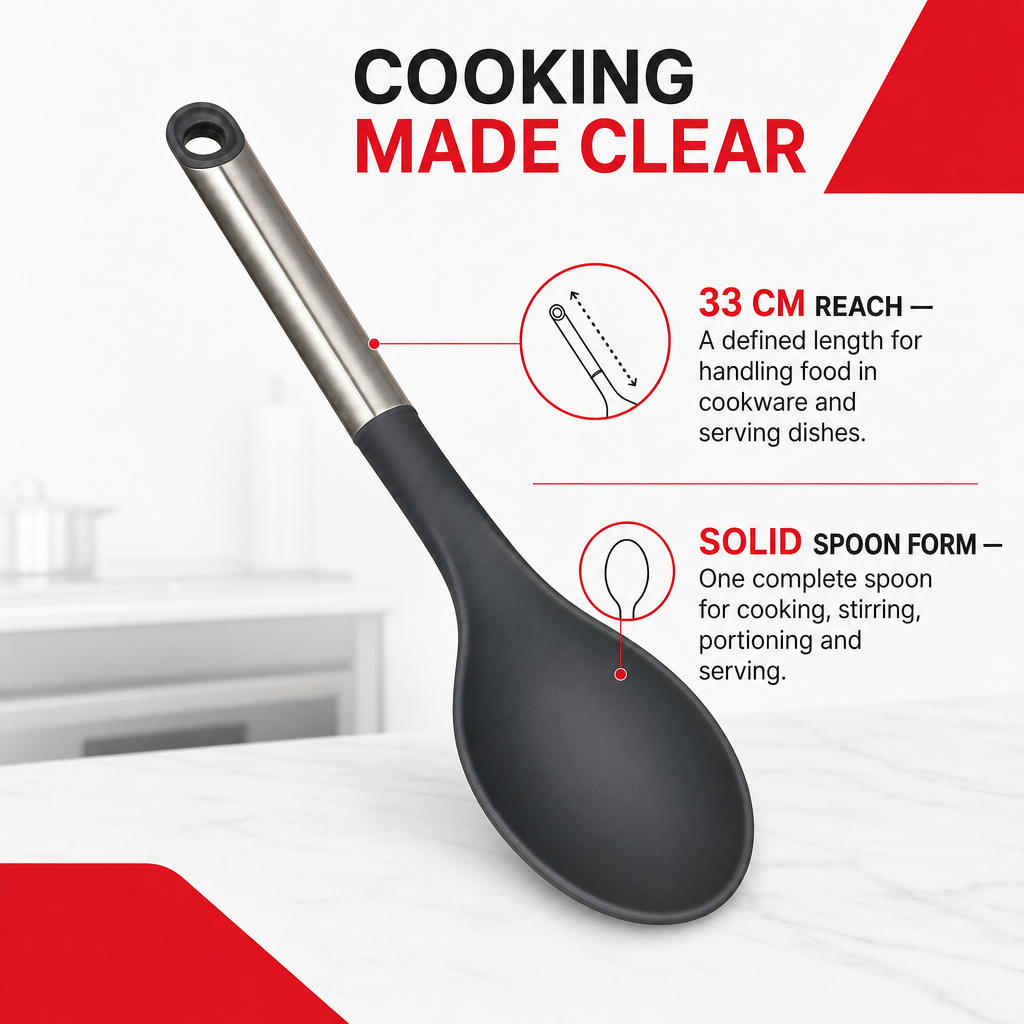 96 Pieces Nylon Solid Spoon, 33 cm, Black Kitchen Utensil