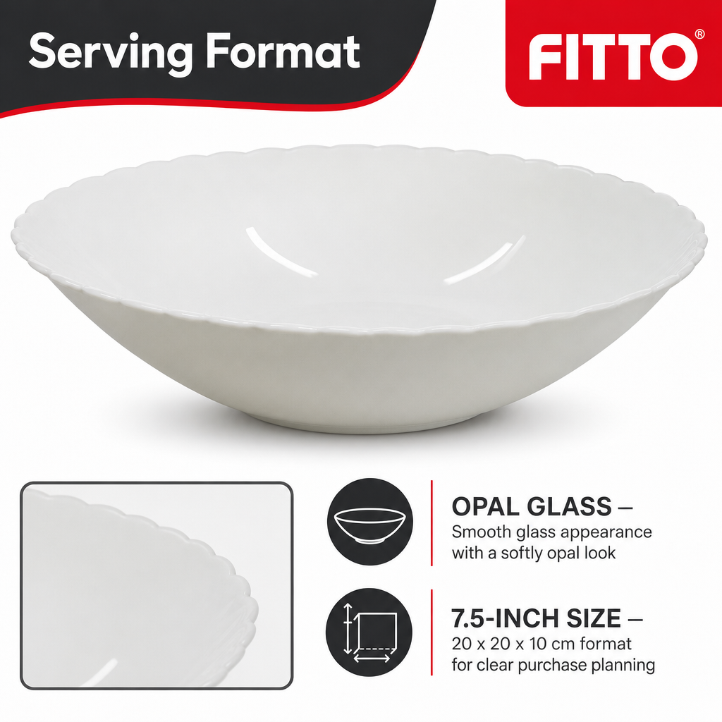 96 Pieces Opal Glass Salad Bowl, 7.5 Inch, Round Serving Bowl for Tablewares