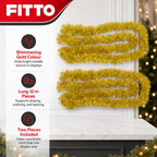 120 Pieces Gold Tinsel Decoration, 7 cm x 12 m, 2 Pieces for Party and Holiday Displays