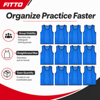 48 Pieces Mesh Sports Training Bib Vests, Standard Size, Blue, 12-Piece Pack