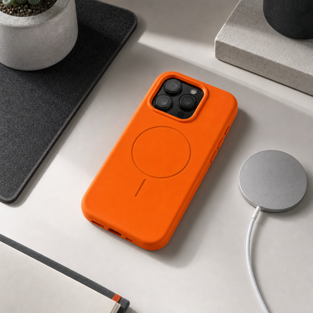 120 Pieces Silicone Magnetic Phone Cases with Raised Camera Protection, Orange