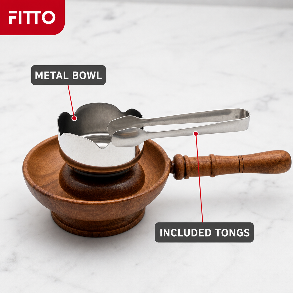 72 Pieces Wooden Handle Incense Burner with Metal Bowl and Tongs, 8 Inch