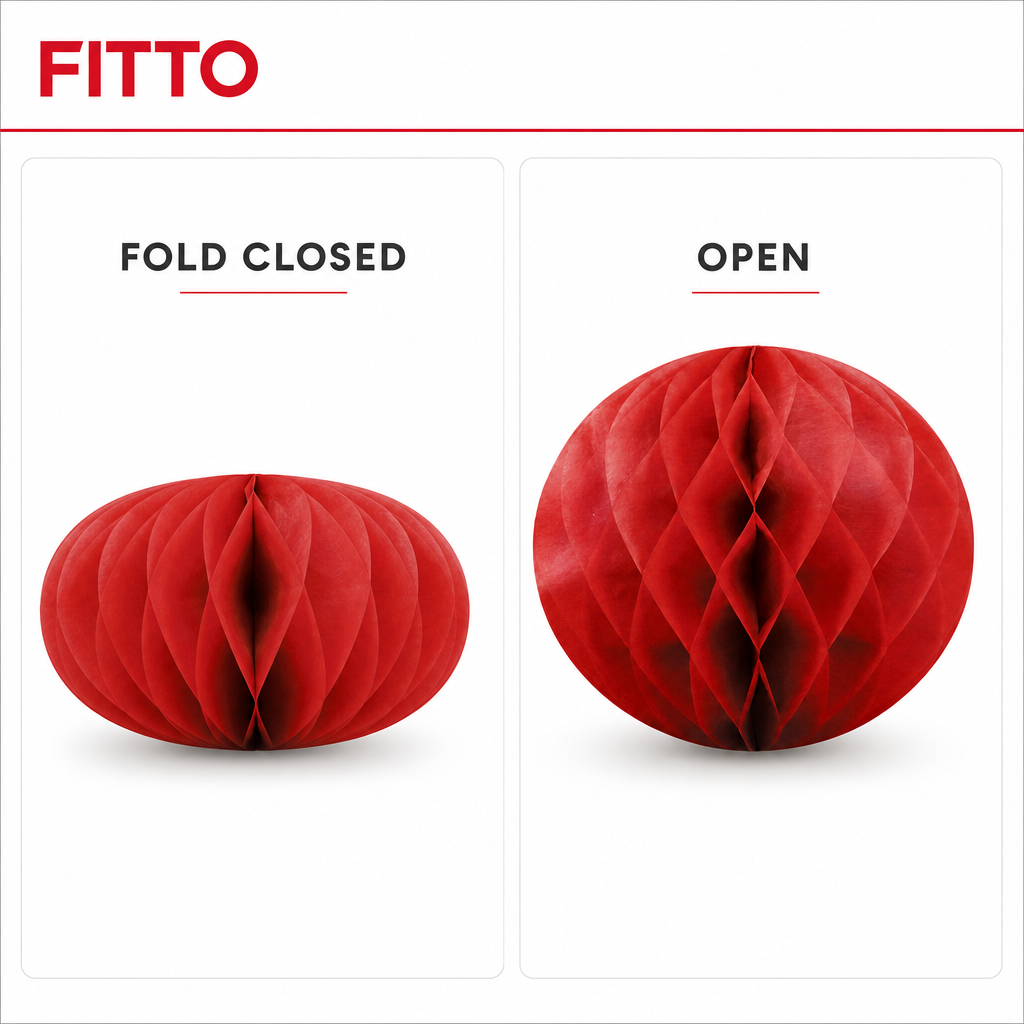 240 Pieces Red Paper Honeycomb Ball Decoration, 30 cm, Foldable Party Display, 1 Piece