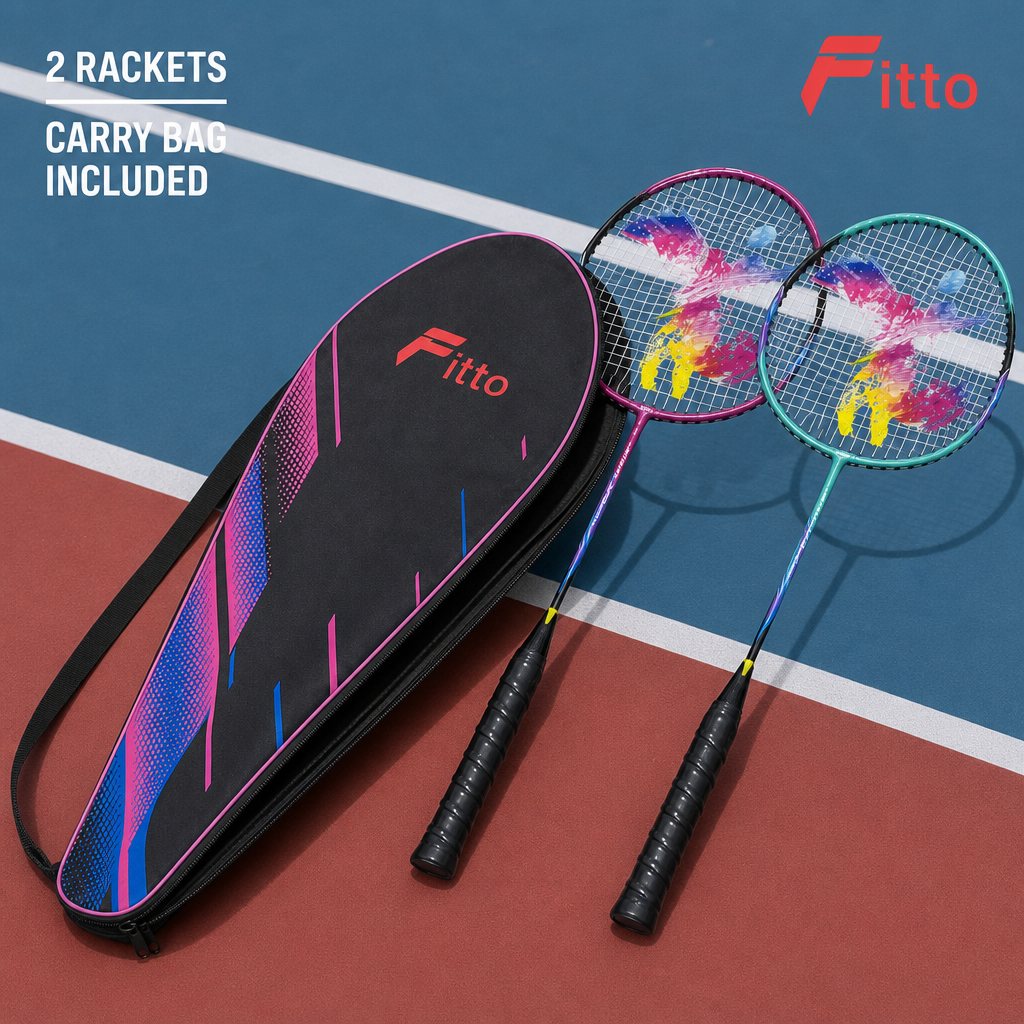 72 Pieces Badminton Racket Set with 2 Rackets and Carry Bag, Portable Sports Equipments for Recreational Play