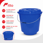 96 Pieces Plastic Bucket with Lid and Carry Handle, 15 Litre, Blue