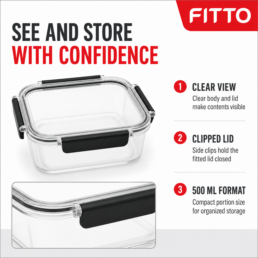 96 Pieces Leak-Proof Sealed Food Storage Containers, 500 mL, 15 x 11 x 6.5 cm