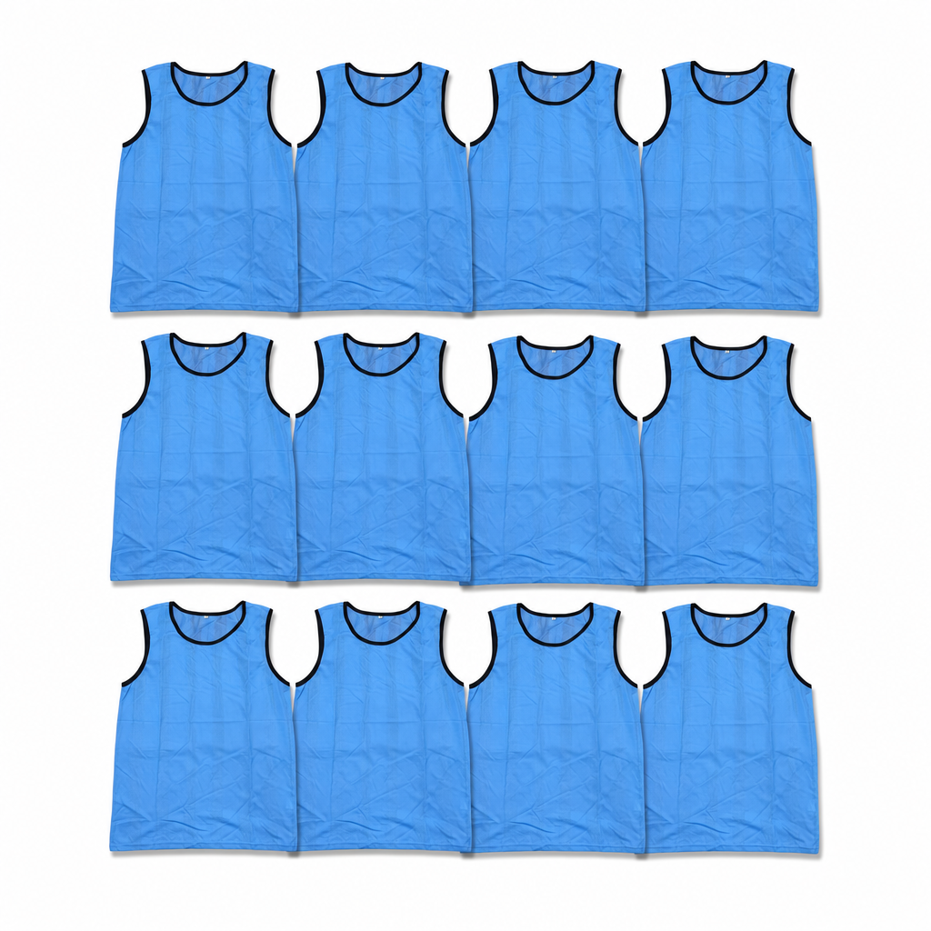 48 Pieces Mesh Sports Training Bib Vests, Small Size, Light Blue, 12-Piece Pack
