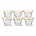 96 Pieces Clear Glass Cawa Cups with Gold-Tone Rims and Textured Design, 6 Pieces