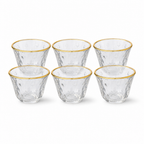 96 Pieces Clear Glass Cawa Cups with Gold-Tone Rims and Textured Design, 6 Pieces