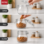 120 Pieces Clamp-Lid Glass Storage Jar, 500 ml, Clear, 1 Piece