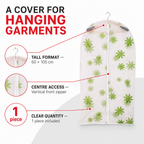 144 Pieces Clothing Protective Cover, White and Green Floral Pattern, 60 × 105 cm, 1 Piece