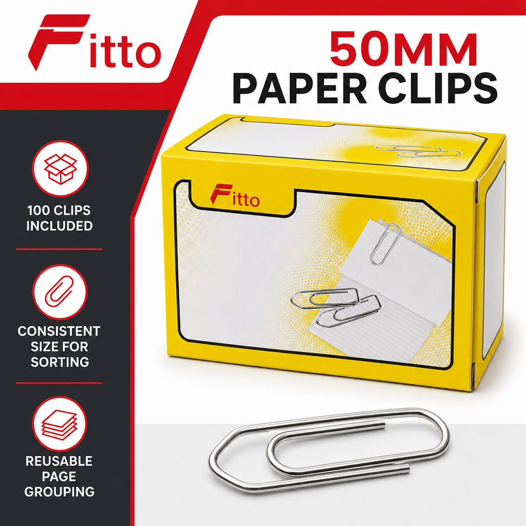 240 Pieces Paper Clips, 50mm, 100-Pack, Silver-Finish Document Fasteners for Office and Filing
