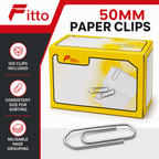 240 Pieces Paper Clips, 50mm, 100-Pack, Silver-Finish Document Fasteners for Office and Filing
