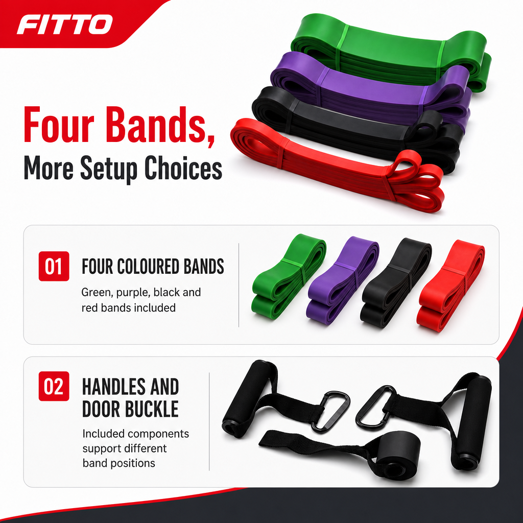 48 Pieces 4-in-1 Resistance Bands Set with Handles and Door Buckle, Four-Color Exercise Bands for Home Workouts