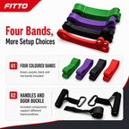 48 Pieces 4-in-1 Resistance Bands Set with Handles and Door Buckle, Four-Color Exercise Bands for Home Workouts