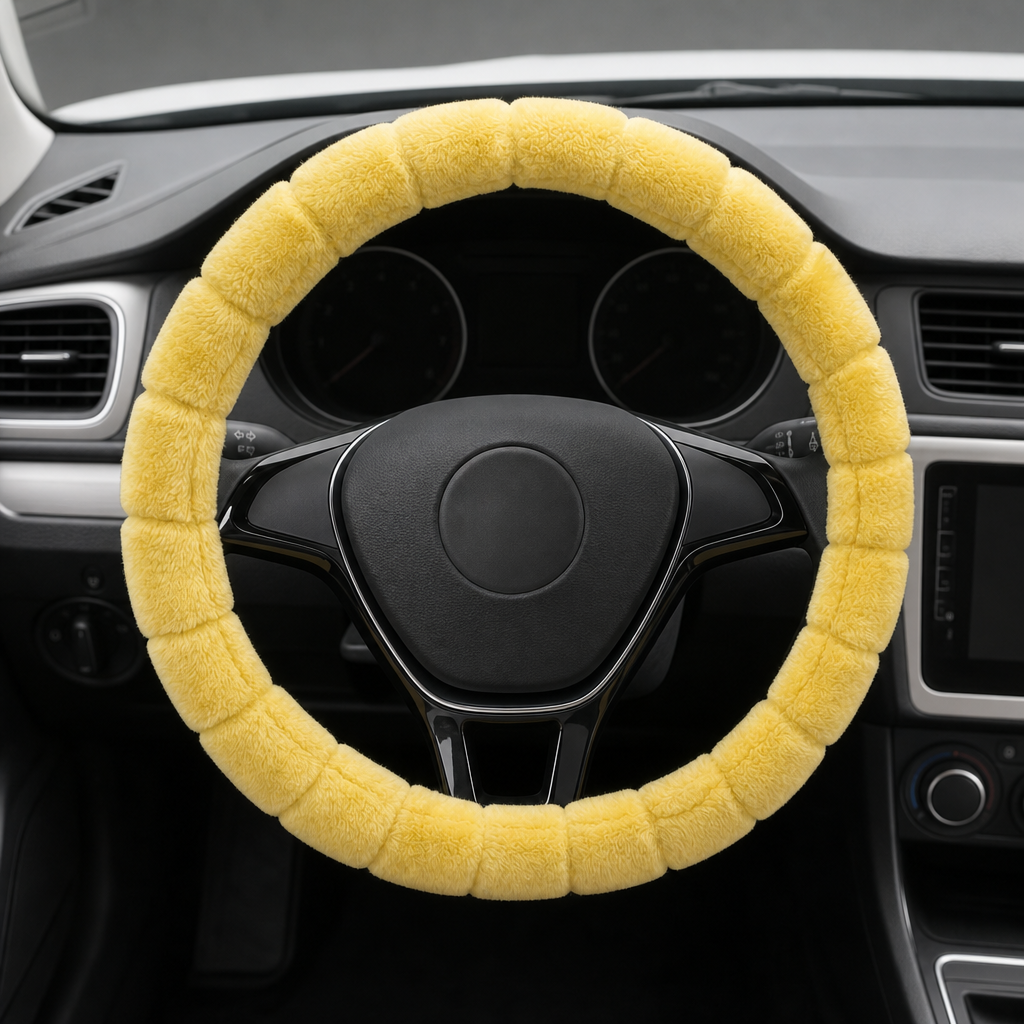 96 Pieces Plush Steering Wheel Covers, Yellow, 40 x 40 x 5 cm, Fits Most Cars
