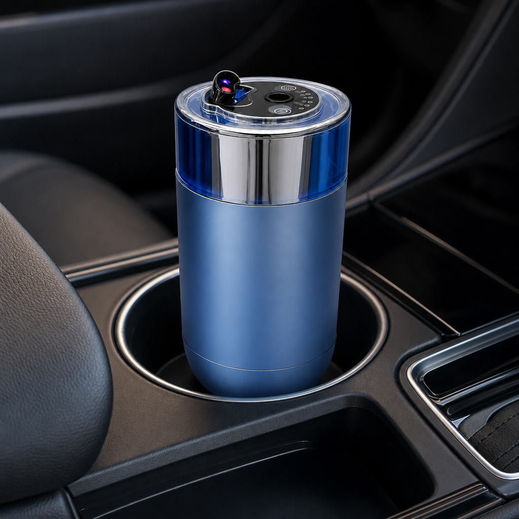 48 Pieces Smart Car Aroma Diffuser with Ambient Light, Blue and Silver Cylindrical Vehicle Fragrance Accessory
