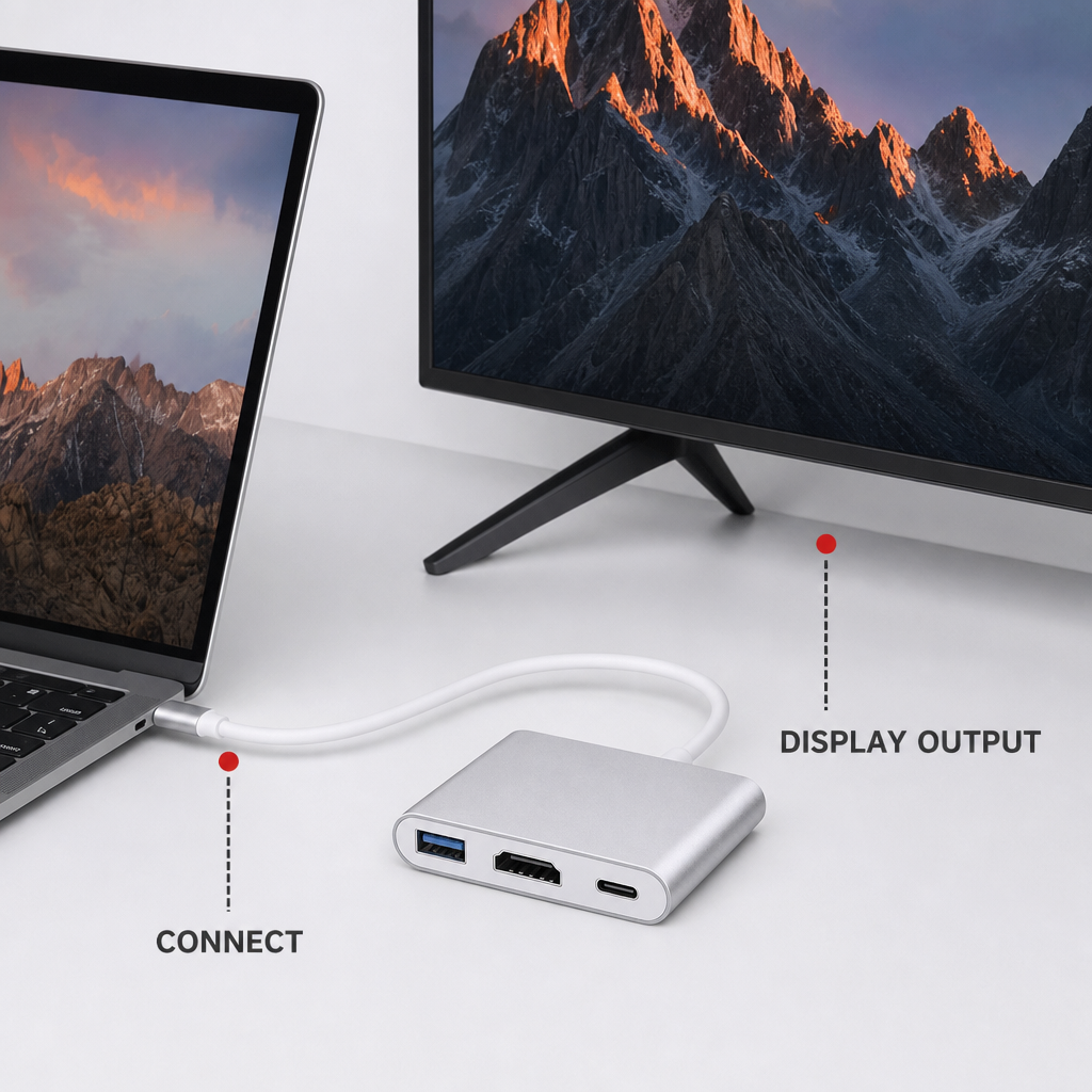 96 Pieces USB-C to HDTV 3-in-1 Adapter with USB 3.0 and Power Delivery