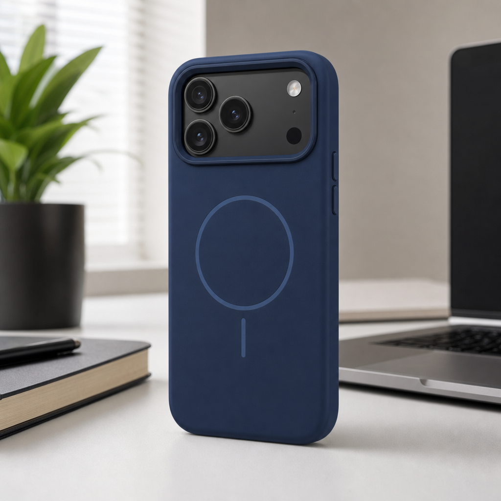 120 Pieces Silicone Magnetic Phone Cases with Raised Camera Protection for 17 Pro, Navy Blue