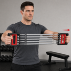 96 Pieces Chest Expanders Puller with Handles, 5-Spring Resistance Trainer, Black and Red, 1 Piece