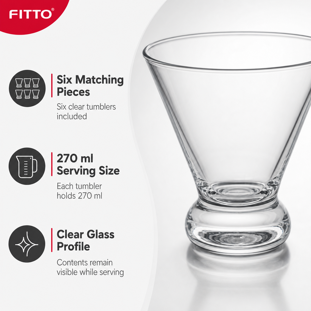 72 Pieces Glass Tumbler Set, 270 ml Clear Drinking Glasses, 6 Pieces for Table and Beverage Serving