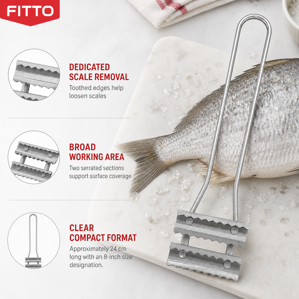 240 Pieces Fish Scale Scrapers Planer, Stainless Steel Cleaning Tool, 8 Inch, Silver and White, 1 Piece