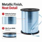 120 Pieces Sky Blue Metallic Ribbon Roll, 5 mm x 250 yd, Decorative Craft Trim for Wrapping and Projects