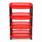 72 Pieces 4-Tier Plastic Storage Basket Rack, Red and Black, 1 Unit