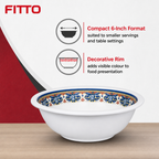 120 Pieces Melamine Salad Bowl, 6 Inch, White with Decorative Multicolour Rim, Single Bowl
