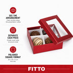 96 Pieces Red Square Chocolate Presentation Box with Clear Window and Divider Insert, 20 x 20 x 5 cm, 1 Piece