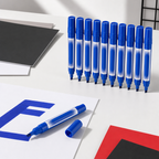 96 Pieces Chisel Tip Permanent Markers, 10 Pieces, Blue Marker Set for Paper, Metal, Glass and Plastic